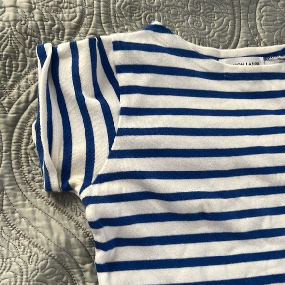 MAISON LABICHE BLUE & WHITE STRIPED WOMEN T-SHIRT SIZE XS MADE IN PORTUGAL - Picture 6 of 9